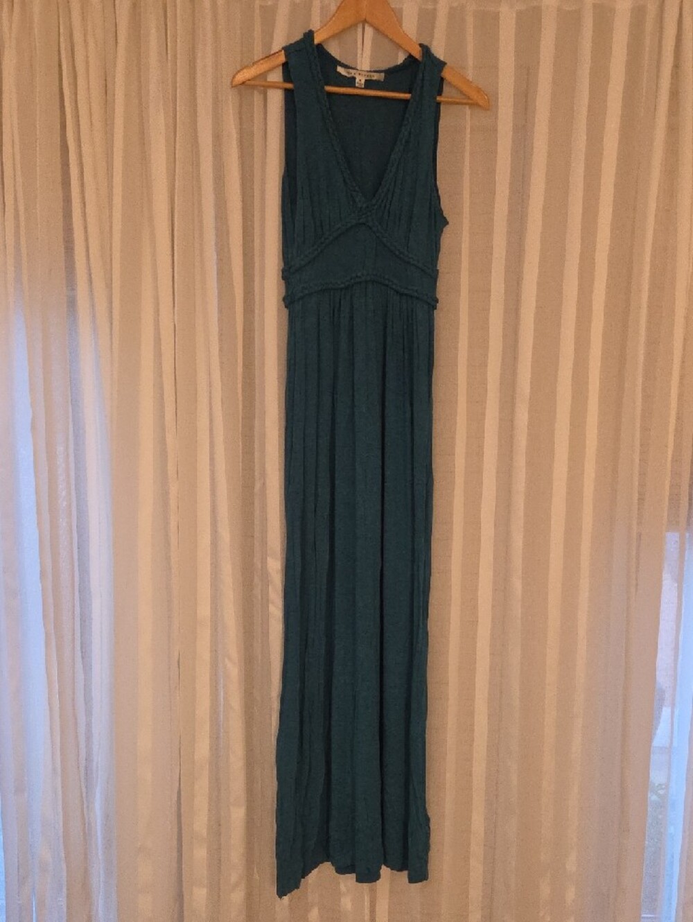 Sexy And Comfortable Max Studio Teal Braided V-Neck Maxi Dress
